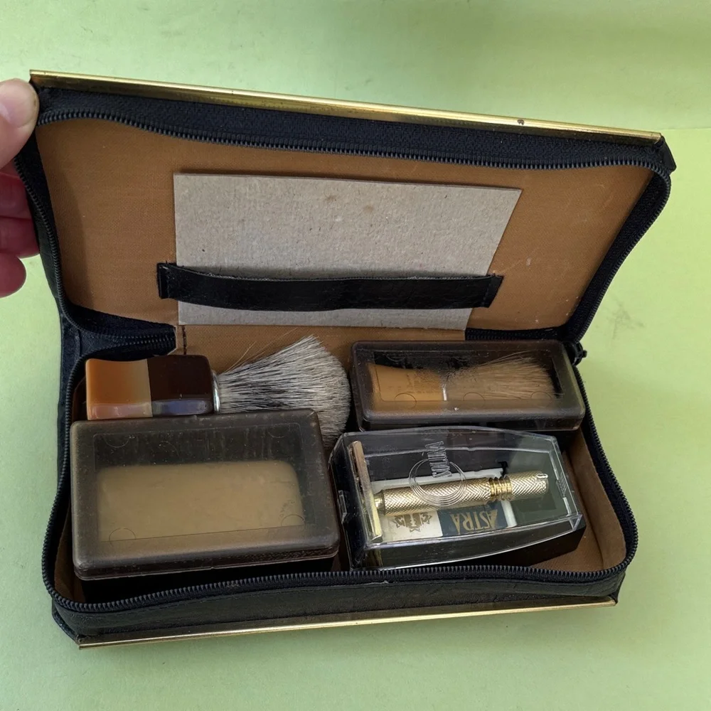 New vintage Men's Grooming Kit with Black and Gold Accents